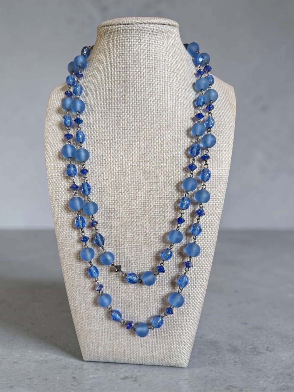 Beautiful Blue Two-Strand Beaded Necklace